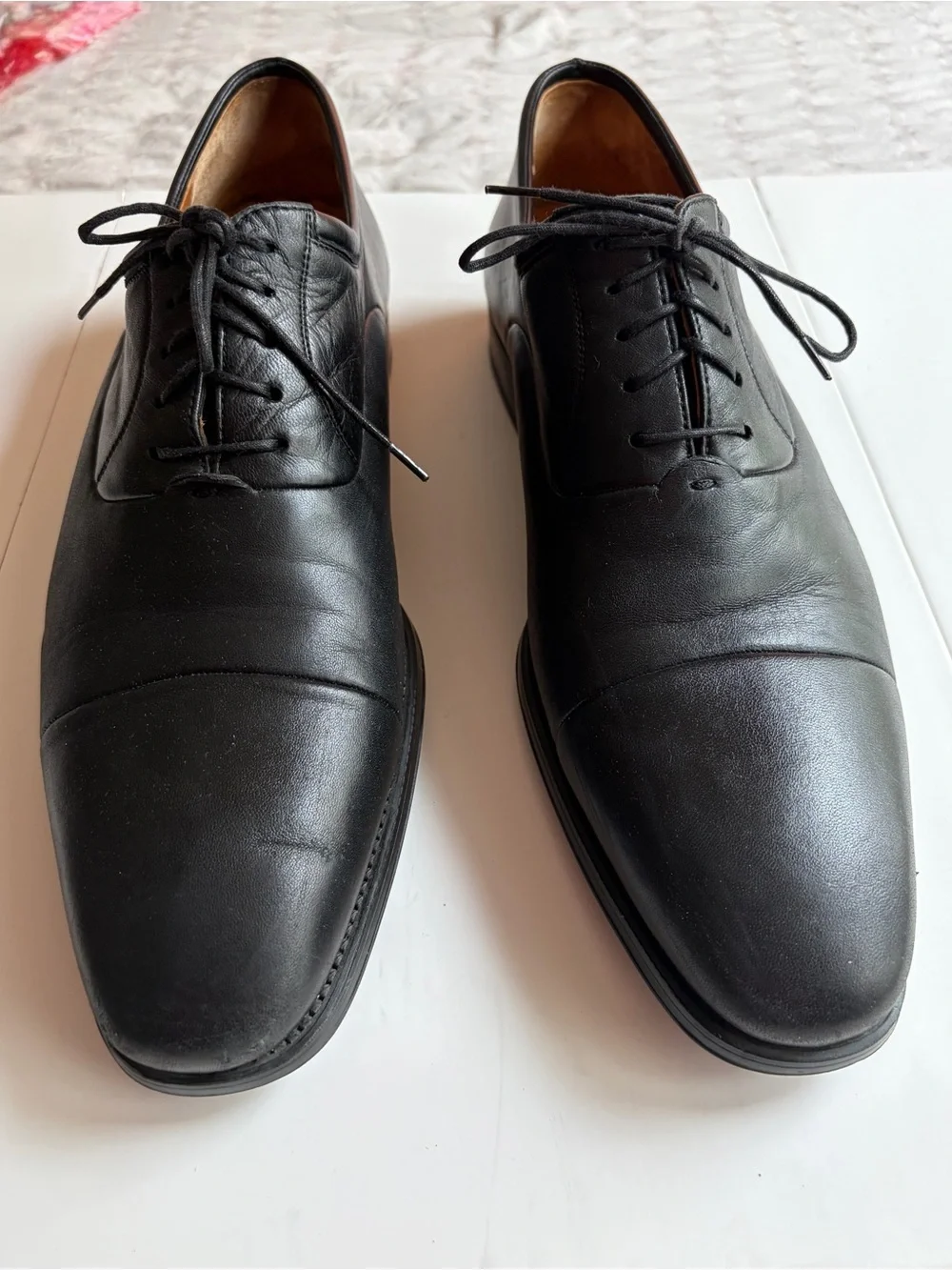 Magnanni Black Leather Cap-Toe Oxfords Men's 12 D Made in Spain